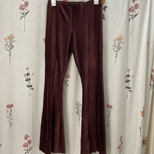 Maroon Velvet Stretch Flare Pants - Altar’d State